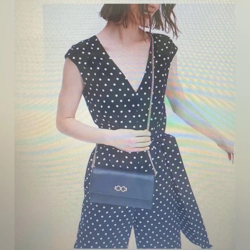 Kate Spade New York Toujours chain clutch bag, black leather with‎ gold accent